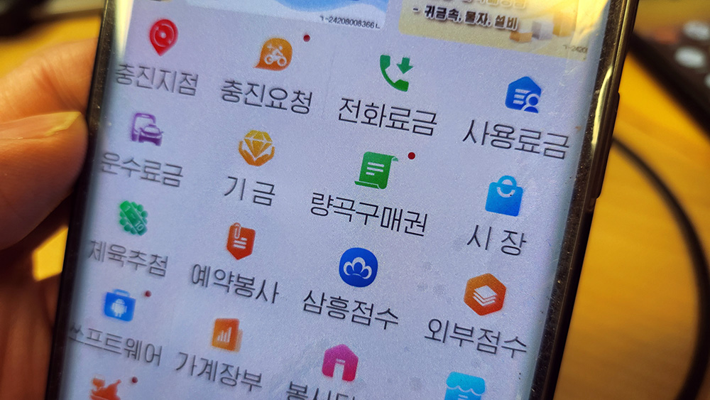An image of a smartphone app showing icons for different services